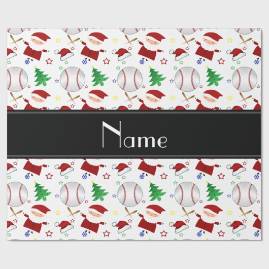 パーソナライズな一流の白い野球のクリスマス ラッピングペーパー (フラット)