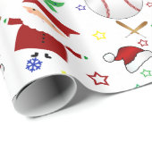 パーソナライズな一流の白い野球のクリスマス ラッピングペーパー (ロールコーナー)