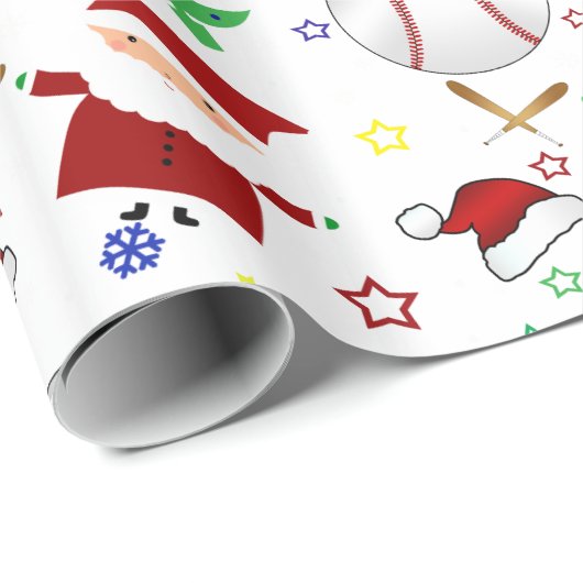 パーソナライズな一流の白い野球のクリスマス ラッピングペーパー (ロールコーナー)