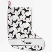 パーソナライズな一流の白い黒の日焼けのcoonhounds スモールクリスマスストッキング (正面)