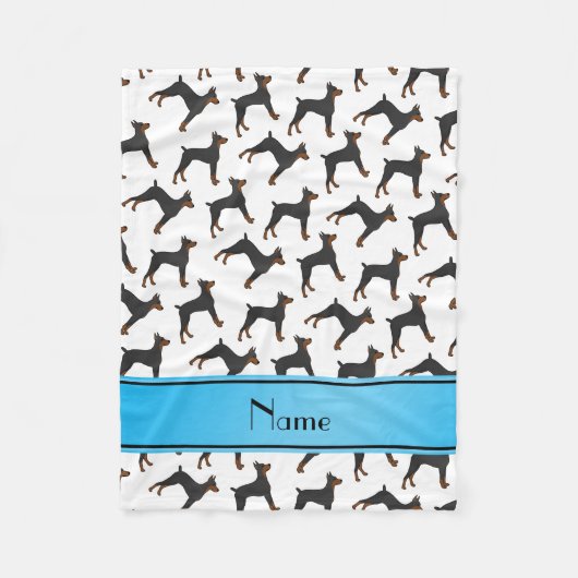 パーソナライズな一流の白い(犬)ドーベルマン・ピンシェル フリースブランケット (正面)
