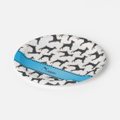 パーソナライズな一流の白い(犬)ドーベルマン・ピンシェル ペーパープレート (アングル)