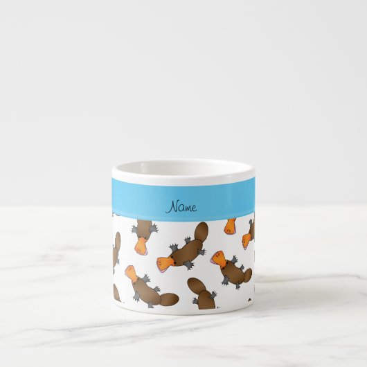 パーソナライズな一流の白いplatypusパターン エスプレッソカップ (正面)