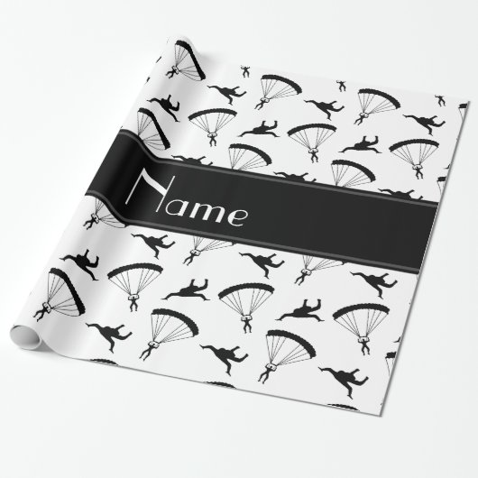パーソナライズな一流の白いskydivingパターン ラッピングペーパー (アンロールド)