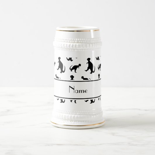 パーソナライズな一流の白いtrexの恐竜 ビールジョッキ (中央)