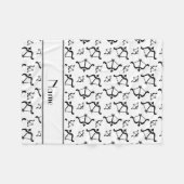 パーソナライズな一流の白は矢を曲げます フリースブランケット (正面(横))