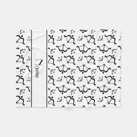 パーソナライズな一流の白は矢を曲げます フリースブランケット (正面(横))