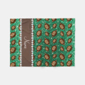 パーソナライズな一流の真新しい緑のグリッター猿 フリースブランケット (正面(横))