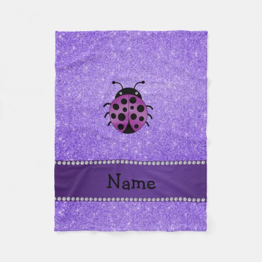 パーソナライズな一流の紫色のてんとう虫の紫色のグリッター フリースブランケット (正面)