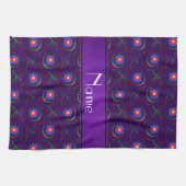 パーソナライズな一流の紫色のアーチェリー キッチンタオル (横)