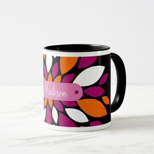 パーソナライズな一流の紫色のオレンジ花の花弁の芸術 マグカップ (正面右)
