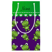 パーソナライズな一流の紫色のカエル スモールペーパーバッグ (正面)