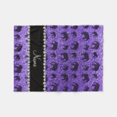 パーソナライズな一流の紫色のグリッター象 フリースブランケット (正面(横))