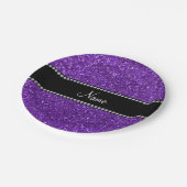 パーソナライズな一流の紫色のグリッター ペーパープレート (アングル)