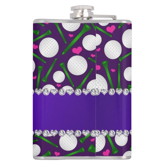 パーソナライズな一流の紫色のゴルフ・ボールのティーのハート フラスク (裏面)