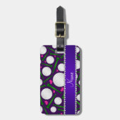 パーソナライズな一流の紫色のゴルフ・ボールのティーのハート ラゲッジタグ (正面縦)