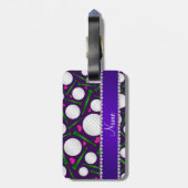 パーソナライズな一流の紫色のゴルフ・ボールのティーのハート ラゲッジタグ (裏面縦)
