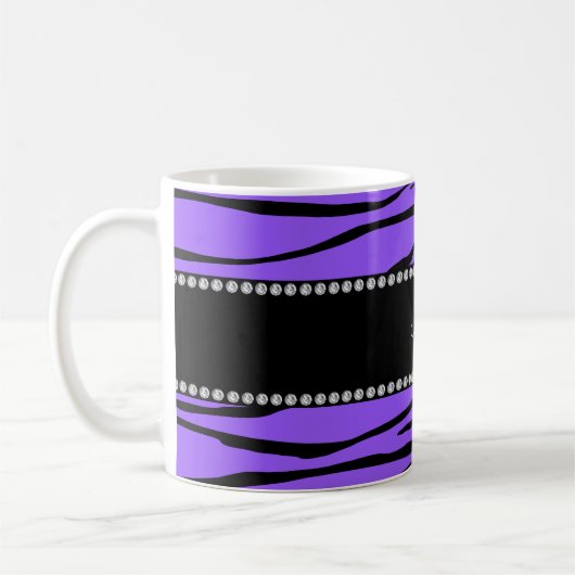 パーソナライズな一流の紫色のシマウマは縞で飾ります コーヒーマグカップ (左)
