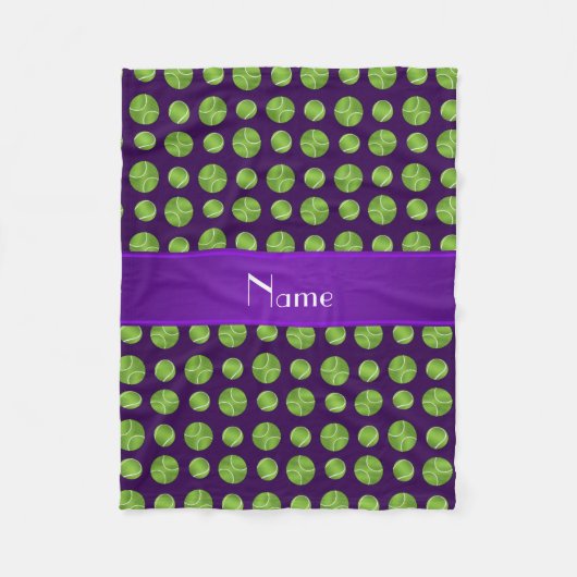 パーソナライズな一流の紫色のテニス・ボールパターン フリースブランケット (正面)