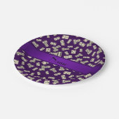 パーソナライズな一流の紫色のドミノ ペーパープレート (アングル)