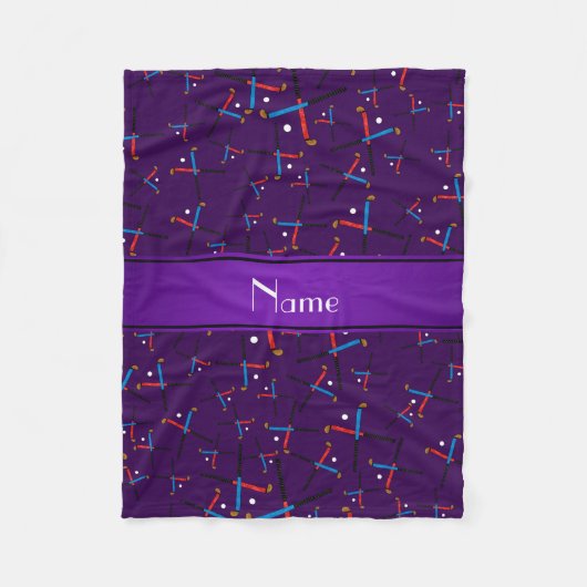 パーソナライズな一流の紫色のフィールドホッケー フリースブランケット (正面)