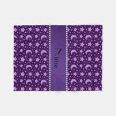 パーソナライズな一流の紫色の星および月 フリースブランケット (正面(横))