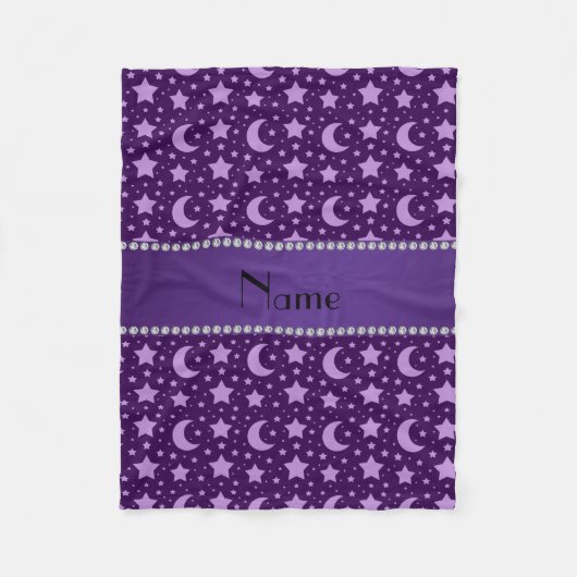 パーソナライズな一流の紫色の星および月 フリースブランケット (正面)