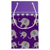 パーソナライズな一流の紫色の灰色象 スモールペーパーバッグ (裏面)