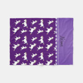 パーソナライズな一流の紫色の虹のユニコーン フリースブランケット (正面(横))