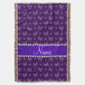 パーソナライズな一流の紫色の蝶 スローブランケット (正面縦)