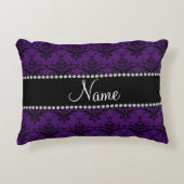 パーソナライズな一流の紫色の黒いダマスク織 アクセントクッション (正面)