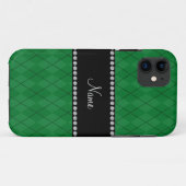 パーソナライズな一流の緑のアーガイル柄のなパターン Case-Mate iPhoneケース (裏面(横))
