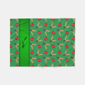 パーソナライズな一流の緑のコオロギパターン フリースブランケット (正面(横))