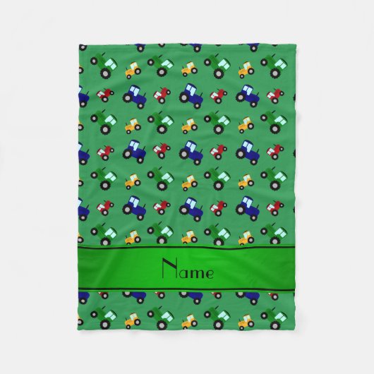 パーソナライズな一流の緑のトラクター フリースブランケット (正面)