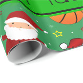 パーソナライズな一流の緑のバスケットボールのクリスマス ラッピングペーパー (ロールコーナー)