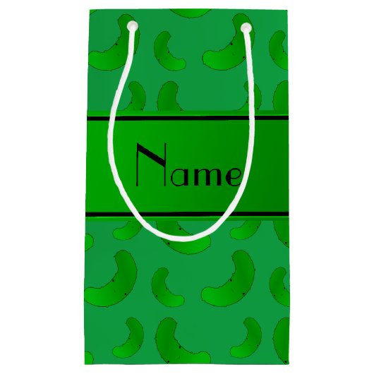 パーソナライズな一流の緑の緑のピクルス スモールペーパーバッグ (正面)