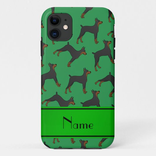 パーソナライズな一流の緑の(犬)ドーベルマン・ピンシェル Case-Mate iPhoneケース (裏面)