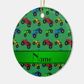 パーソナライズな一流の緑のatvパターン セラミックオーナメント (左)