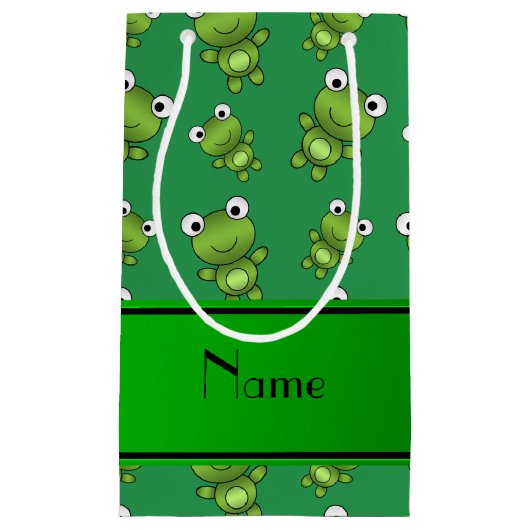 パーソナライズな一流の緑カエル スモールペーパーバッグ (正面)