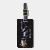 パーソナライズな一流の虹によって着色される音楽ノート ラゲッジタグ (正面縦)