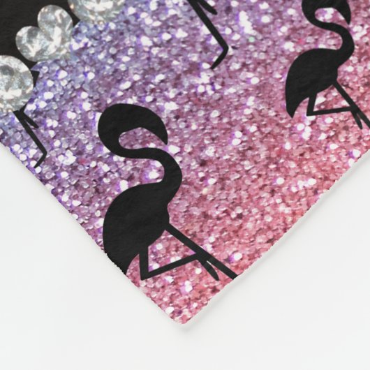 パーソナライズな一流の虹のグリッターのフラミンゴ フリースブランケット (角)