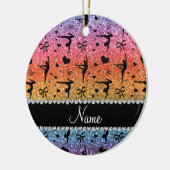 パーソナライズな一流の虹のグリッターの体操 セラミックオーナメント (左)