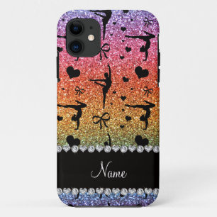 パーソナライズな一流の虹のグリッターの体操 iPhone 11 ケース
