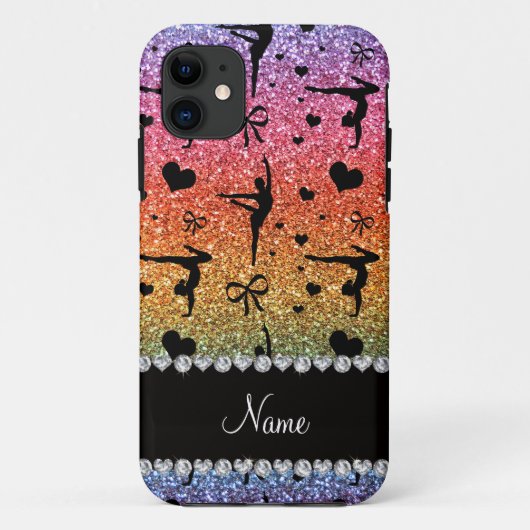 パーソナライズな一流の虹のグリッターの体操 Case-Mate iPhoneケース (裏面)