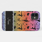 パーソナライズな一流の虹のグリッターの体操 Case-Mate iPhoneケース (裏面(横))