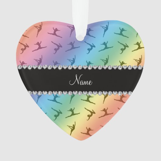 パーソナライズな一流の虹の体操パターン オーナメント (正面)