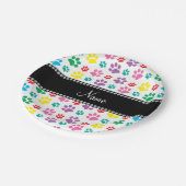 パーソナライズな一流の虹犬の足 ペーパープレート (アングル)