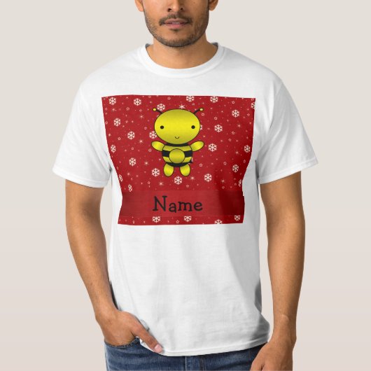 パーソナライズな一流の蜂の赤の雪片 Tシャツ (正面)