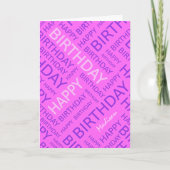 パーソナライズな一流の誕生日のピンクのタイポグラフィ カード (正面)