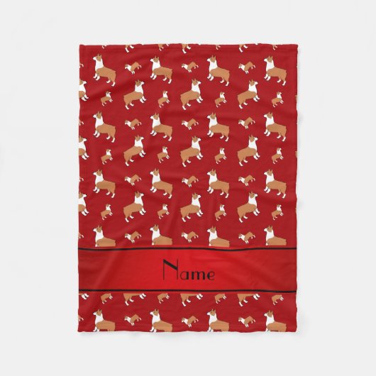 パーソナライズな一流の赤いウェルシュコーギーのペンブローク犬 フリースブランケット (正面)